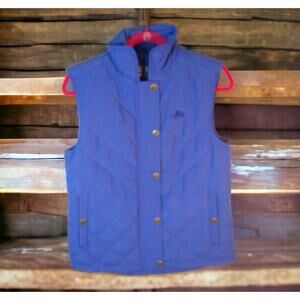 Riding Sport Equestrian Quilted Puffer Vest Women's M Blue Horse Snaps
